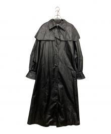 melt the lady（メルトザレディ）の古着「フェイクレザーシングルトレンチコート」｜ブラック