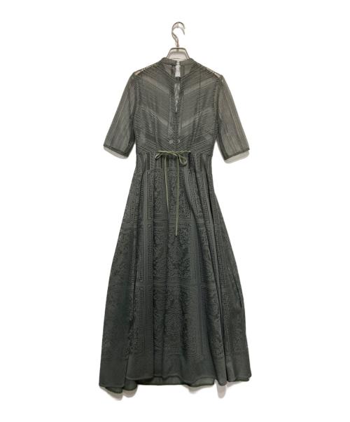 FRAY ID（フレイ アイディー）FRAY ID (フレイ アイディー) オーナメントラインパネルドレス グリーンの古着・服飾アイテム
