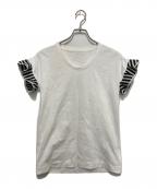 BORDERS at BALCONYボーダーズアットバルコニー）の古着「RUFFLED TEE フリル袖 Tシャツ」｜ホワイト×ブラック