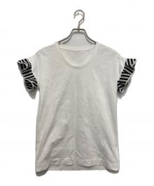 BORDERS at BALCONY（ボーダーズアットバルコニー）の古着「RUFFLED TEE フリル袖 Tシャツ」｜ホワイト×ブラック