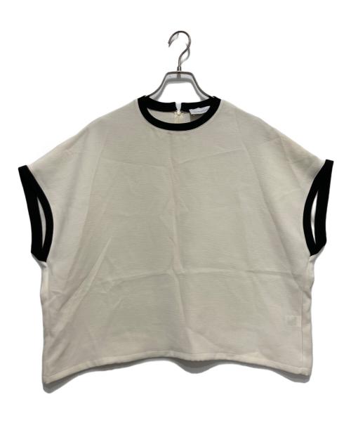 UNITED ARROWS（ユナイテッドアローズ）UNITED ARROWS (ユナイテッドアローズ) COMFY ドルマン ショートスリーブ ブラウス ―吸水速乾 UVカット ウォッシャブル― ホワイト×ブラック サイズ:不明の古着・服飾アイテム