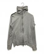 1PIU1UGUALE3 RELAXウノピゥウノウグァーレトレ リラックス）の古着「ヘビー裏毛ラインストーンロゴパーカー」｜グレー