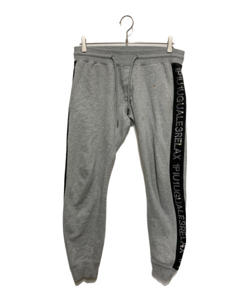 1PIU1UGUALE3 RELAX（ウノピゥウノウグァーレトレ リラックス）1PIU1UGUALE3 RELAX (ウノピゥウノウグァーレトレ リラックス) ヘビー裏毛ラインストーンロゴスウェットパンツ グレー サイズ:Ⅿの古着・服飾アイテム