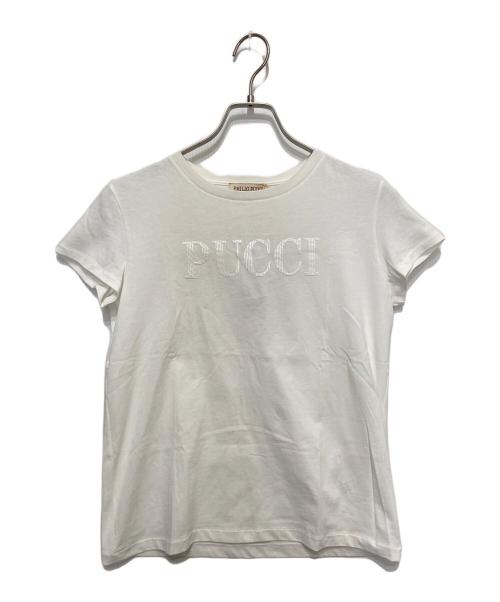 Emilio Pucci（エミリオ プッチ）Emilio Pucci (エミリオ プッチ) ハートスパンコールTシャツ ホワイト サイズ:12 未使用品の古着・服飾アイテム