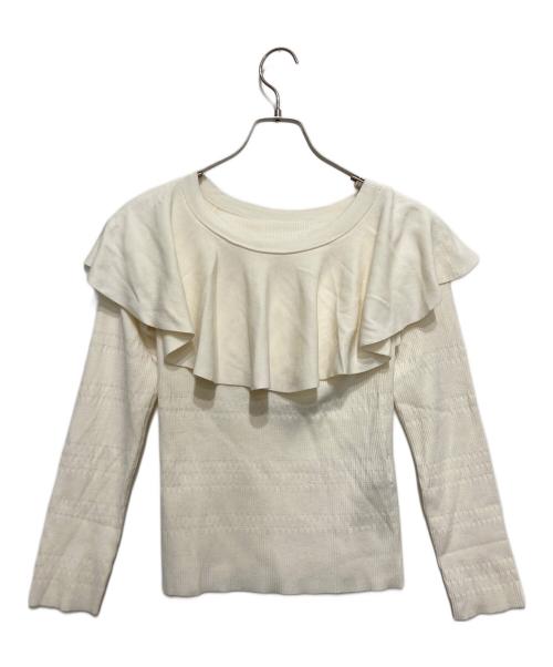 Loulou Willoughby（ルルウィルビー）Loulou Willoughby (ルルウィルビー) ラッフルオフショルプルオーバー ホワイト サイズ:2 未使用品の古着・服飾アイテム