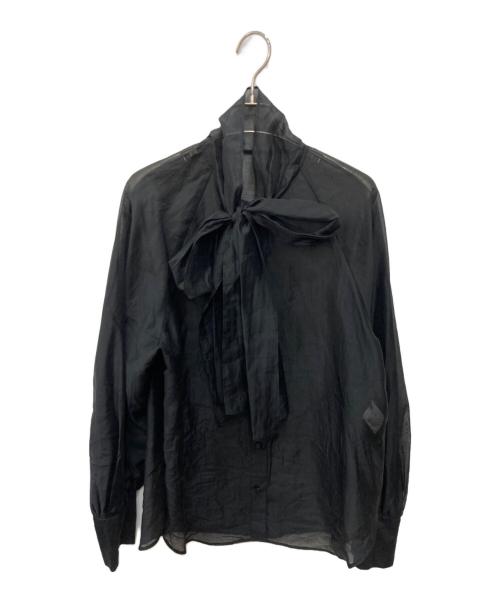 allureville（アルアバイル）allureville (アルアバイル) シルキーセルロースボウブラウス ブラック サイズ:2の古着・服飾アイテム