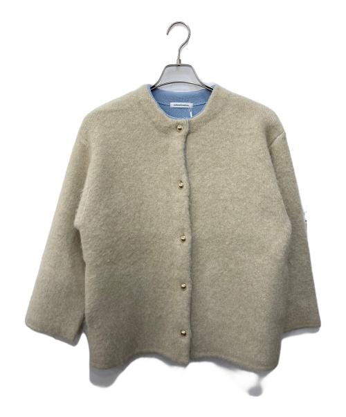 natural couture（ナチュラルクール）natural couture (ナチュラルクール) Wフェイス配色ニットジャケット ベージュ サイズ:FREE 未使用品の古着・服飾アイテム