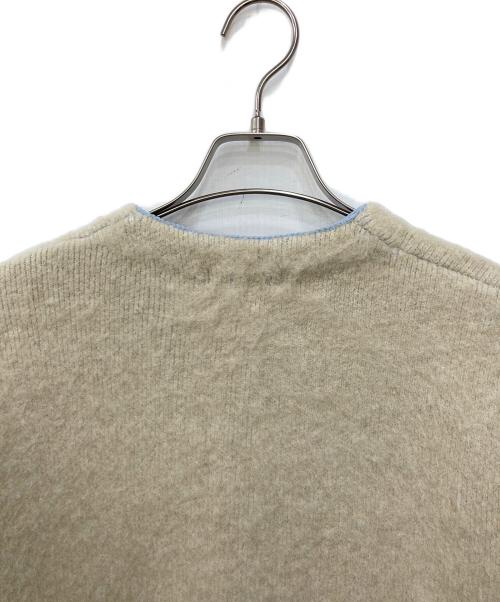natural couture（ナチュラルクール）natural couture (ナチュラルクール) Wフェイス配色ニットジャケット ベージュ サイズ:FREE 未使用品の古着・服飾アイテム
