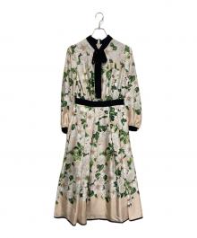 Viaggio Blu（ビアッジョブルー）の古着「カメリアプリントワンピース」｜ベージュ