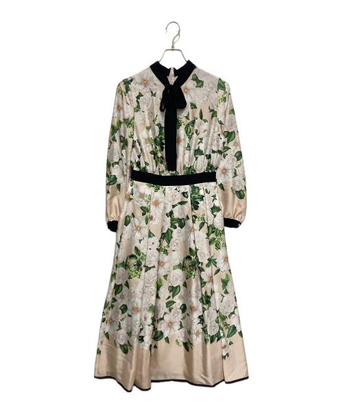 Viaggio Blu（ビアッジョブルー）Viaggio Blu (ビアッジョブルー) カメリアプリントワンピース ベージュ サイズ:2 未使用品の古着・服飾アイテム