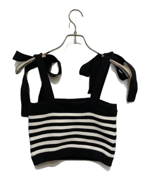 sheller（シェリエ）sheller (シェリエ) ビジューボタンニットビスチェ ホワイト×ブラック サイズ:FREE 未使用品の古着・服飾アイテム