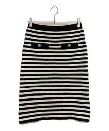 sheller（シェリエ）の古着「ビジューボタンニットスカート」｜ホワイト×ブラック