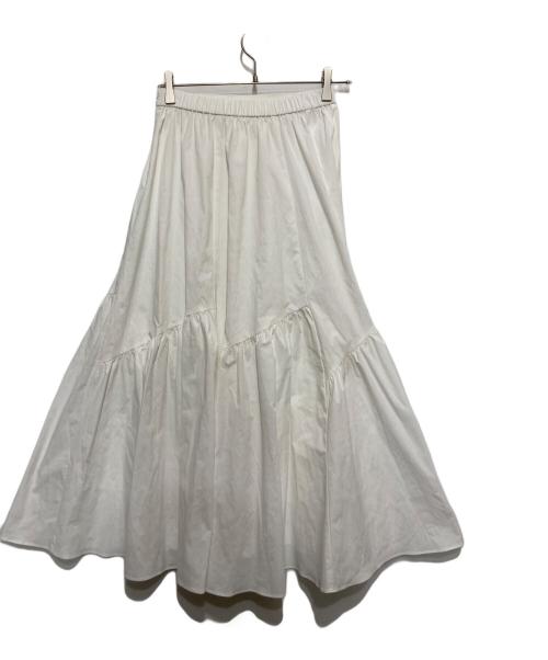 allureville（アルアバイル）allureville (アルアバイル) バイヤス切替ギャザースカート ホワイト サイズ:2の古着・服飾アイテム