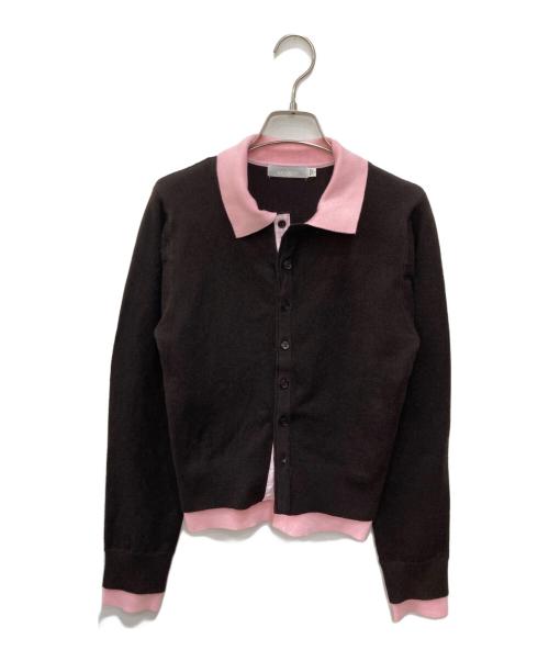moussy（マウジー）moussy (マウジー) DOUBLE LAYERED ニットシャツ ピンク×ブラウン サイズ:FREEの古着・服飾アイテム