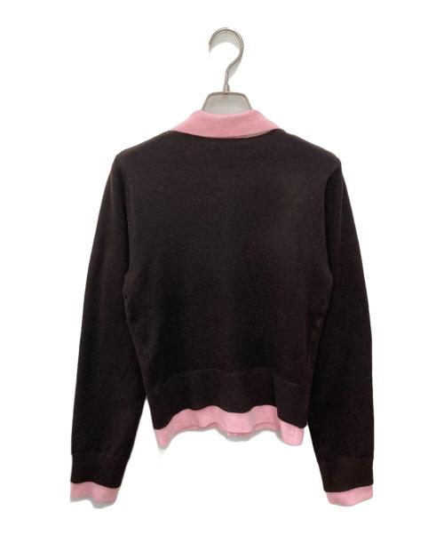moussy（マウジー）moussy (マウジー) DOUBLE LAYERED ニットシャツ ピンク×ブラウン サイズ:FREEの古着・服飾アイテム