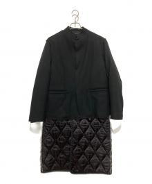 ALMOSTBLACK×STUDIOUS（オールモストブラック×ステュディオス）の古着「15TH NO COLLAR LAYERED LONG COAT」｜ブラック