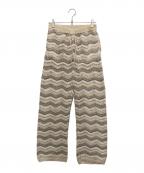 Yonetomiヨネトミ）の古着「ZIGZAG SUKASHI KNIT PANTS　ジグザグ スカシ ニット パンツ」｜ベージュ