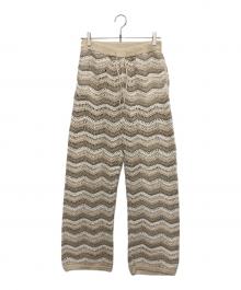 Yonetomi（ヨネトミ）の古着「ZIGZAG SUKASHI KNIT PANTS　ジグザグ スカシ ニット パンツ」｜ベージュ