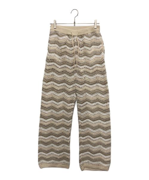Yonetomi（ヨネトミ）yonetomi (ヨネトミ) ZIGZAG SUKASHI KNIT PANTS　ジグザグ スカシ ニット パンツ ベージュ サイズ:Mの古着・服飾アイテム