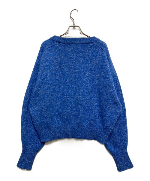 WHYTO（ホワイト）WHYTO (ホワイト) CURVE SLEEVE MIX KNIT ブルー サイズ:Fの古着・服飾アイテム