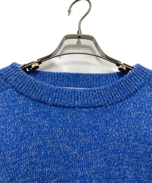 WHYTO（ホワイト）WHYTO (ホワイト) CURVE SLEEVE MIX KNIT ブルー サイズ:Fの古着・服飾アイテム