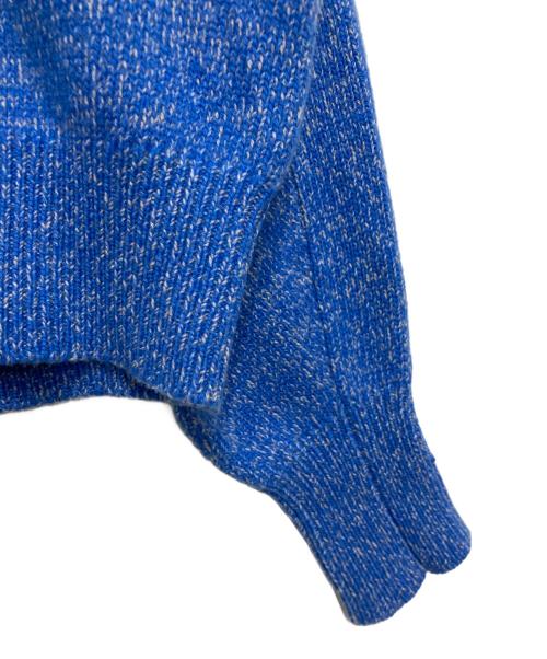 WHYTO（ホワイト）WHYTO (ホワイト) CURVE SLEEVE MIX KNIT ブルー サイズ:Fの古着・服飾アイテム