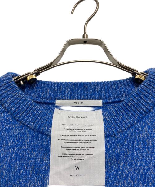 WHYTO（ホワイト）WHYTO (ホワイト) CURVE SLEEVE MIX KNIT ブルー サイズ:Fの古着・服飾アイテム