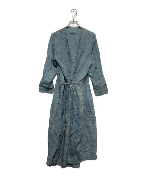 Toujours（トゥジュー）Toujours (トゥジュー) リネンカシュクールワンピース スカイブルー サイズ:2の古着・服飾アイテム