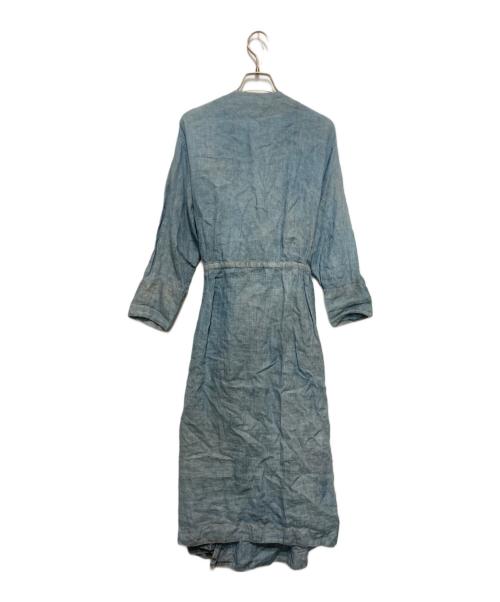 Toujours（トゥジュー）Toujours (トゥジュー) リネンカシュクールワンピース スカイブルー サイズ:2の古着・服飾アイテム
