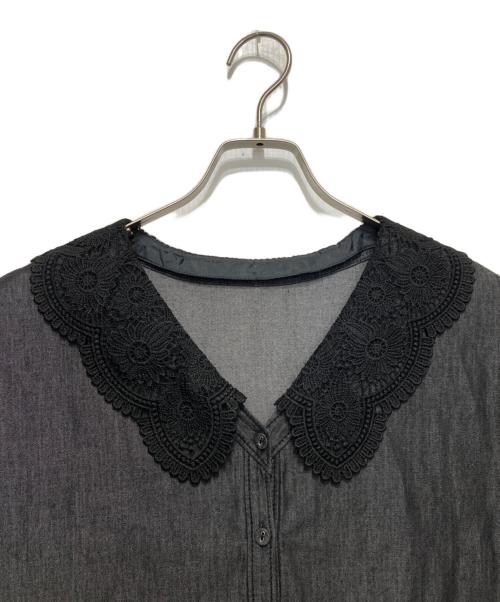 GRACE CONTINENTAL（（グレースコンチネンタル）GRACE CONTINENTAL (（グレースコンチネンタル) 刺繍衿デニムワンピース ブラック サイズ:36の古着・服飾アイテム
