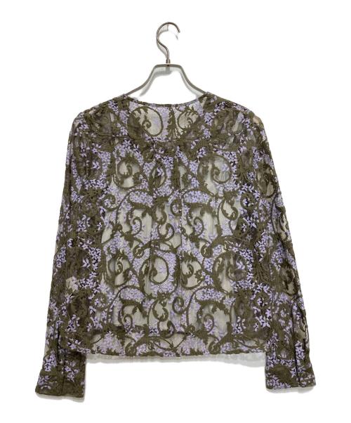 GRACE CONTINENTAL（（グレースコンチネンタル）GRACE CONTINENTAL (（グレースコンチネンタル) ボウタイ付レースブラウス カーキ サイズ:36の古着・服飾アイテム
