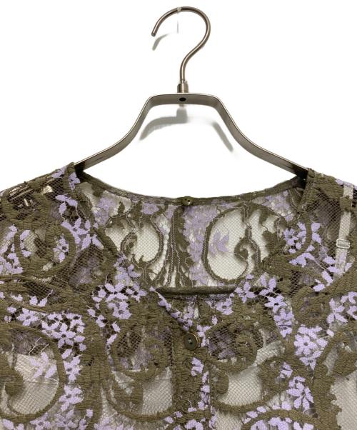 GRACE CONTINENTAL（（グレースコンチネンタル）GRACE CONTINENTAL (（グレースコンチネンタル) ボウタイ付レースブラウス カーキ サイズ:36の古着・服飾アイテム