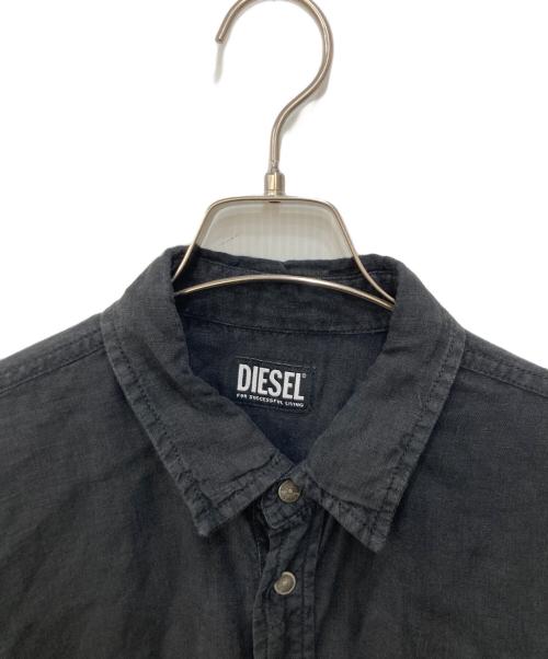 DIESEL（ディーゼル）DIESEL (ディーゼル) s-plan-x リネンシャツ ブラック サイズ:SIZE 50の古着・服飾アイテム