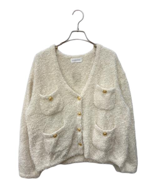 La boutique BonBon（ラブティックボンボン）La boutique BonBon (ラブティックボンボン) ショウセンシツイードVネックカーディガン アイボリー サイズ:Fの古着・服飾アイテム