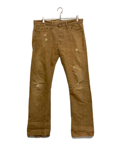 RRL（ダブルアールエル）RRL (ダブルアールエル) DISTRESSED BROWN JEANS ブラウン サイズ:35×32の古着・服飾アイテム
