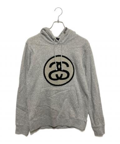 STUSSY ステューシー ボア ストック ロゴ ワッペン フーディー プルオーバー スウェット パーカー グレー系 M【中古】 中古・古着通販】stussy (ステューシー) ワッペンロゴパーカー グレー
