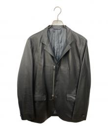LANVIN COLLECTION（ランバンコレクション）の古着「ジップデザインレザーテーラードジャケット」｜ブラック
