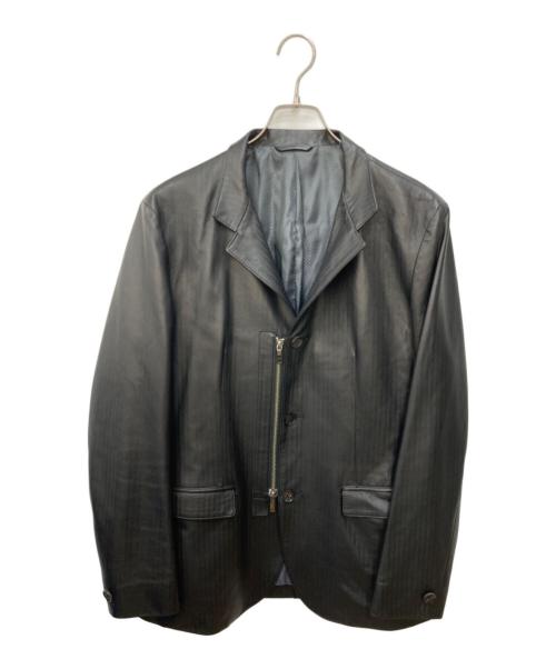 LANVIN COLLECTION（ランバンコレクション）LANVIN COLLECTION (ランバンコレクション) ジップデザインレザーテーラードジャケット ブラック サイズ:50の古着・服飾アイテム