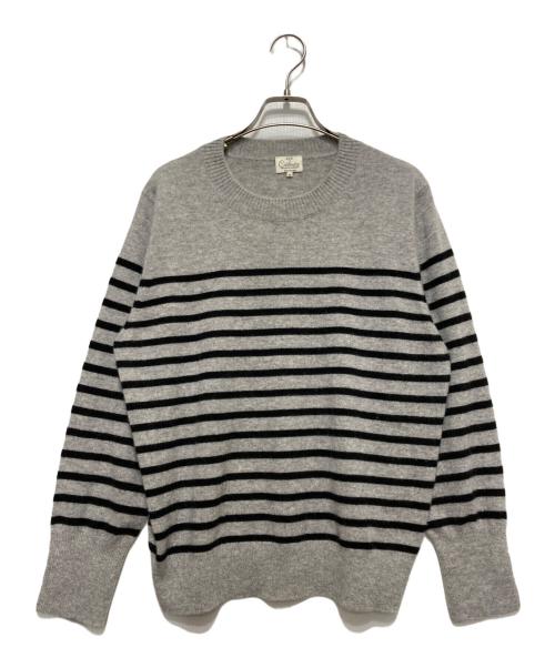 23区（ニジュウサンク）23区 (ニジュウサンク) 【洗える】ピュアカシミヤ ボーダー ニット グレー サイズ:44の古着・服飾アイテム