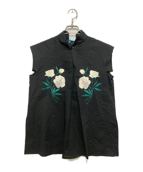 iCONOLOGY（イコノロジー）iCONOLOGY (イコノロジー) 花を着るブラウス#01【芍薬】 ブラック サイズ:Fの古着・服飾アイテム