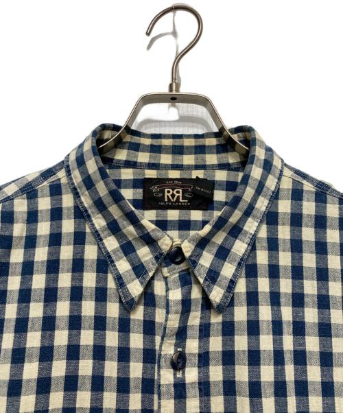 RRL（ダブルアールエル）RRL (ダブルアールエル) ギンガムチェックシャツ ホワイト×ブルー サイズ:Lの古着・服飾アイテム