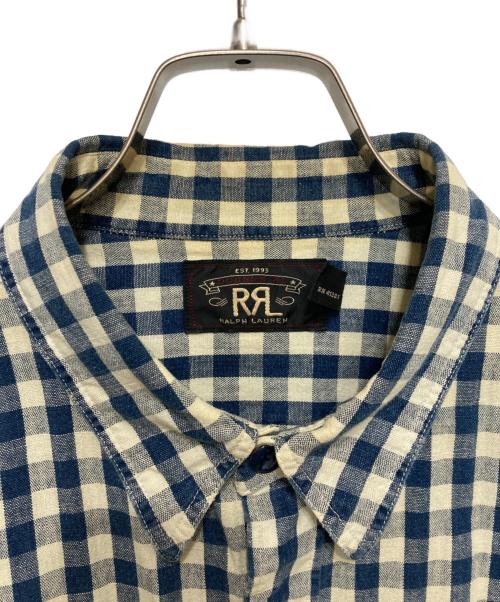 RRL（ダブルアールエル）RRL (ダブルアールエル) ギンガムチェックシャツ ホワイト×ブルー サイズ:Lの古着・服飾アイテム