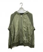 DIESELディーゼル）の古着「Satin Fabric Switching Full-Zip Loose Hoodie」｜グリーン