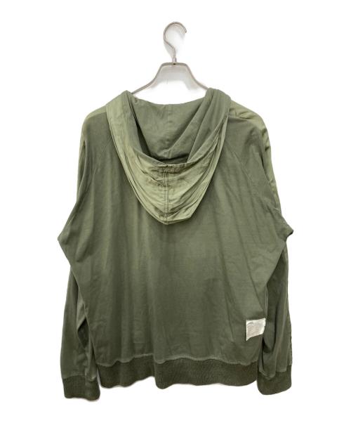 DIESEL（ディーゼル）DIESEL (ディーゼル) Satin Fabric Switching Full-Zip Loose Hoodie グリーン サイズ:Mの古着・服飾アイテム