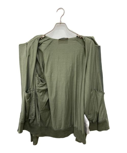 DIESEL（ディーゼル）DIESEL (ディーゼル) Satin Fabric Switching Full-Zip Loose Hoodie グリーン サイズ:Mの古着・服飾アイテム