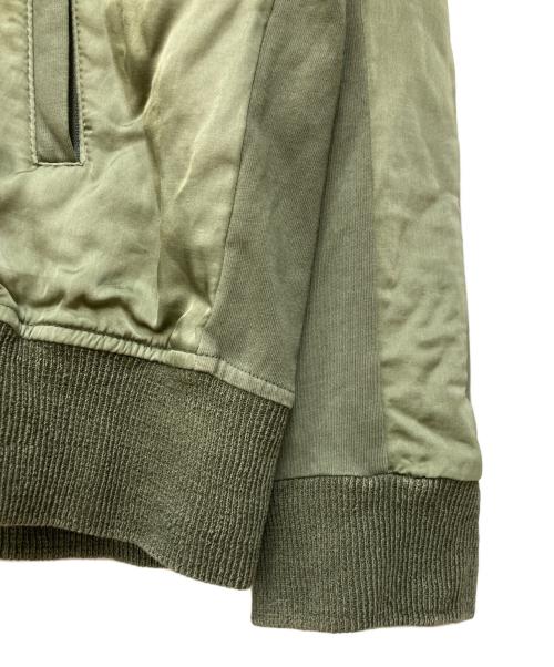DIESEL（ディーゼル）DIESEL (ディーゼル) Satin Fabric Switching Full-Zip Loose Hoodie グリーン サイズ:Mの古着・服飾アイテム