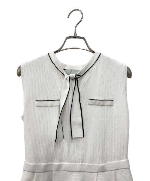 CELFORD（セルフォード）CELFORD (セルフォード) ボウタイノースリーブニットワンピース ホワイト サイズ:36の古着・服飾アイテム