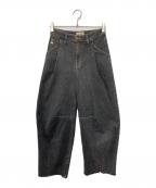 Something×FREAK'S STOREサムシング×フリークスストア）の古着「別注 TUCK CURVE WIDE DENIM PANTS」｜グレー