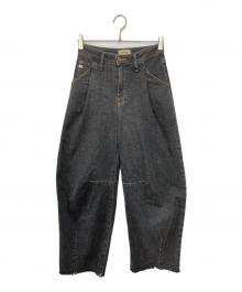 Something×FREAK'S STORE（サムシング×フリークスストア）の古着「別注 TUCK CURVE WIDE DENIM PANTS」｜グレー