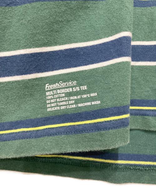 FreshService（フレッシュサービス）FreshService (フレッシュサービス) MULTI BORDER S/S TEE グリーン サイズ:Fの古着・服飾アイテム